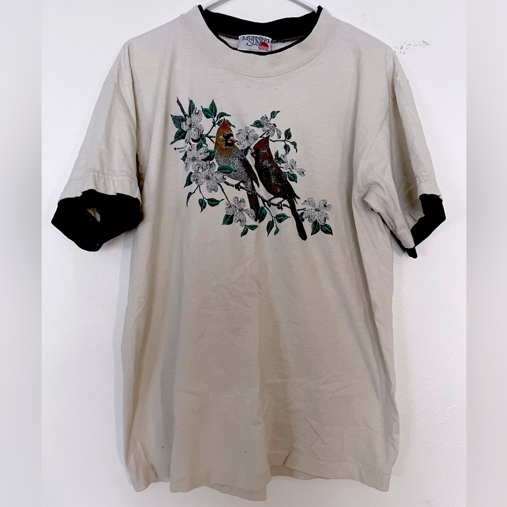Vintage Layered-Looking White and Black Cardinal T-Shirt